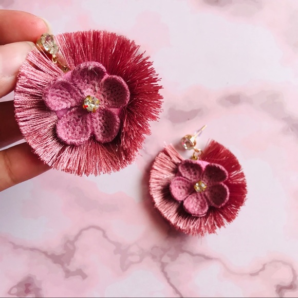 Jewelry - Poppy Fringe Blooming Flower Earrings